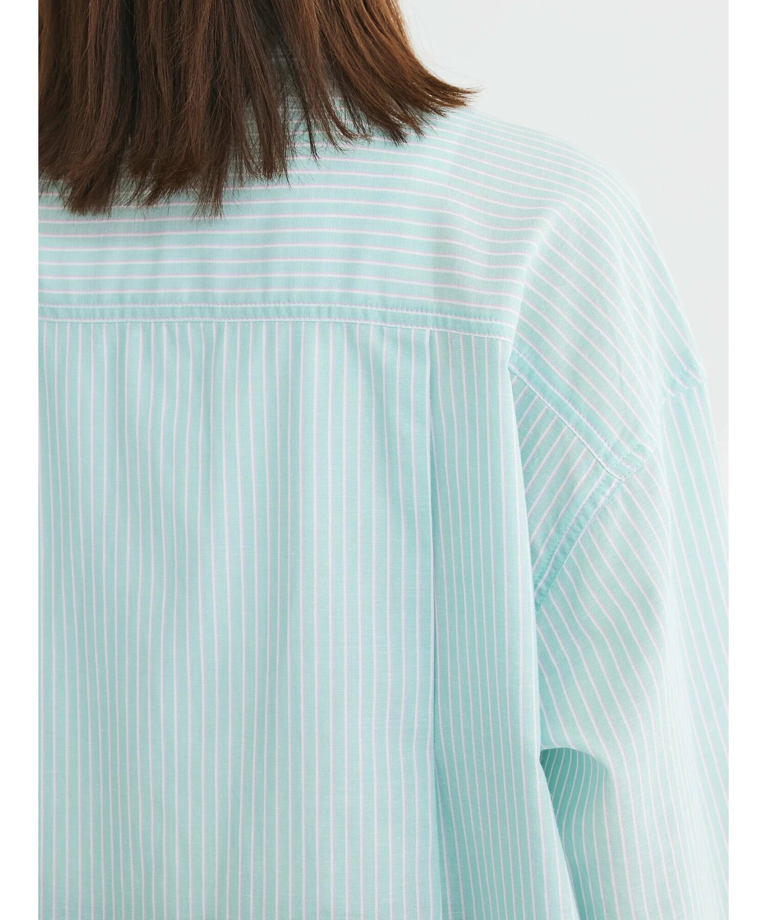綿麻混タブ付オーバーサイズシャツチュニック 24SS/長袖/オーバーサイズ/体型カバー/春夏/レディース